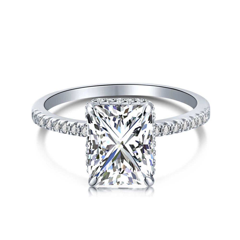 S925 Sterling Silver Ring Hand Set With High Carbon Diamonds