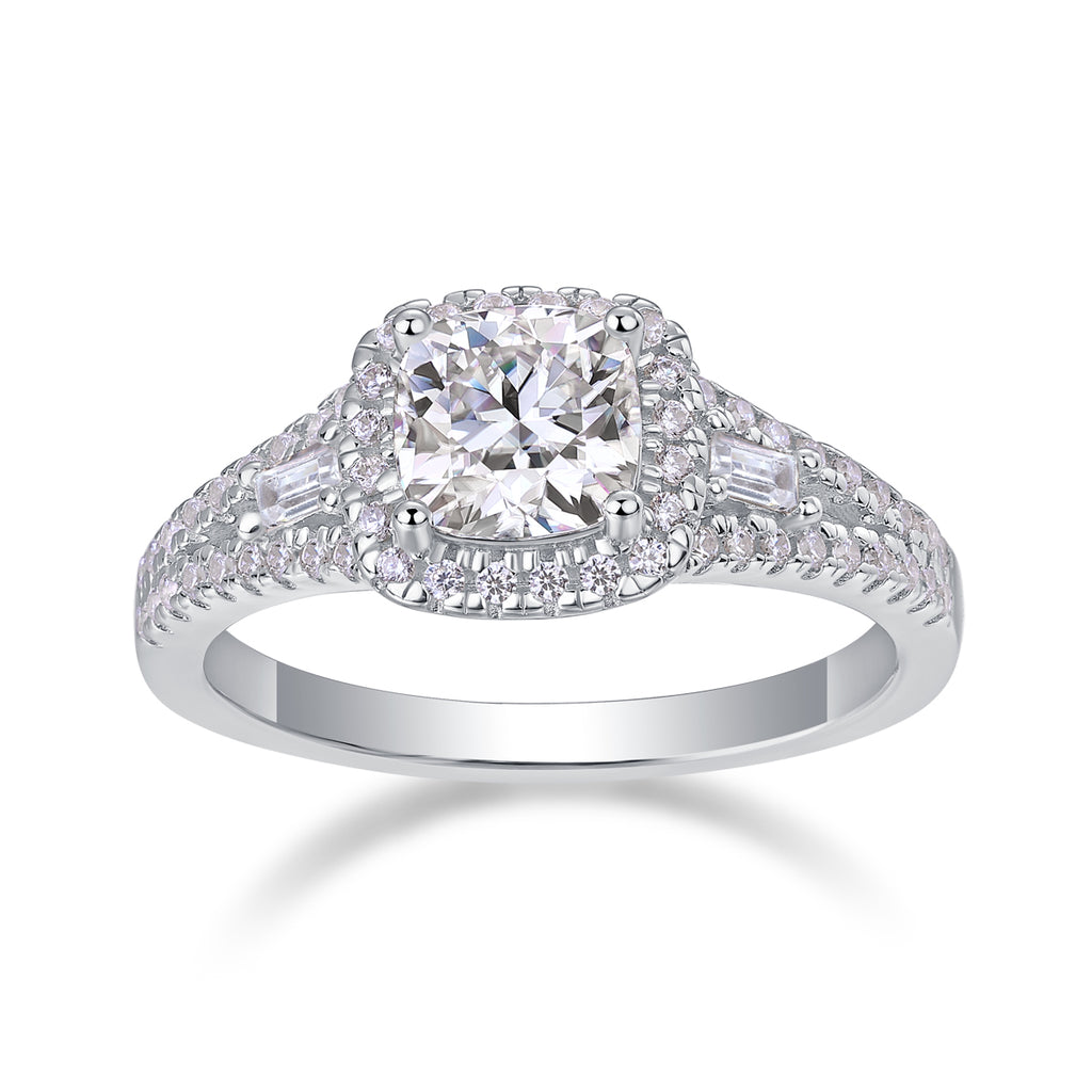 Day By Day - A Wedding Ring Set With Top-quality Moissanite S925 Silver And Platinum-plated Diamond Can Be Tested With A Diamond Pen