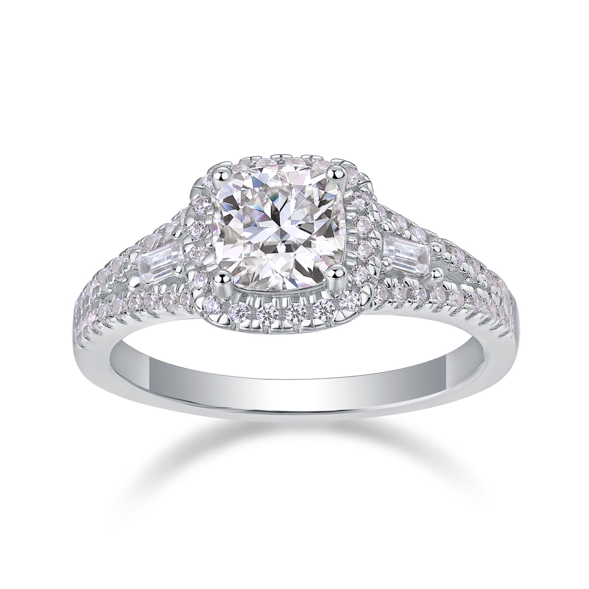 Day By Day - A Wedding Ring Set With Top-quality Moissanite S925 Silver And Platinum-plated Diamond Can Be Tested With A Diamond Pen