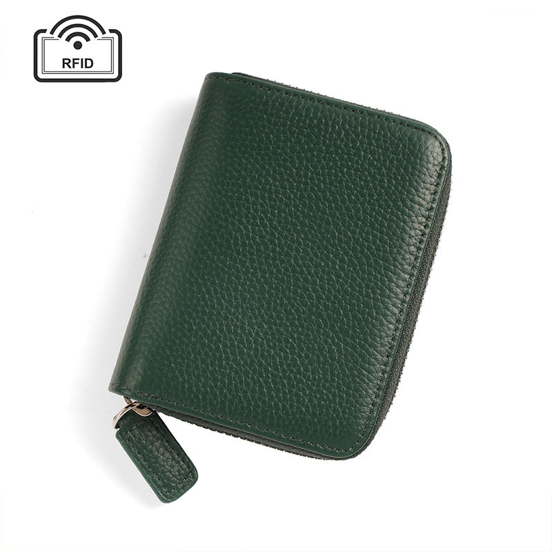Leather Ins Organ Card Bag Rfid Anti-theft Zipper