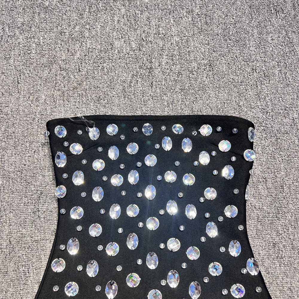 Off-shoulder Diamond-embedded Tube Top Party Dress