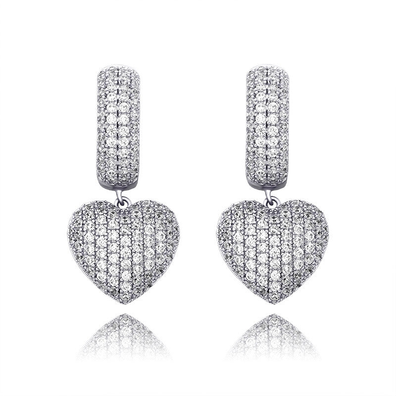 Electroplated Full Zircon Personalized Shiny Earrings