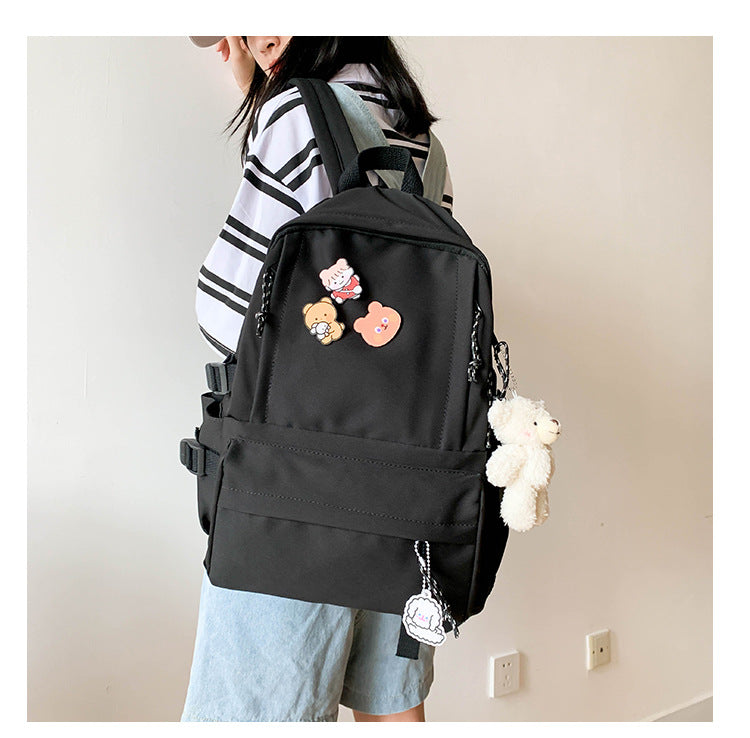 Waterproof Campus Small Fresh Twill Canvas School Bag Junior And High School Students