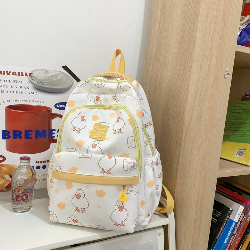 Cute Schoolbag Girl Cartoon Girl Hit Color