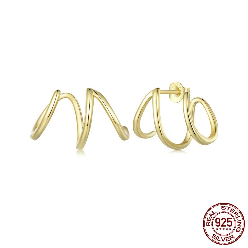 S925 Silver Simple Line Geometric Earrings