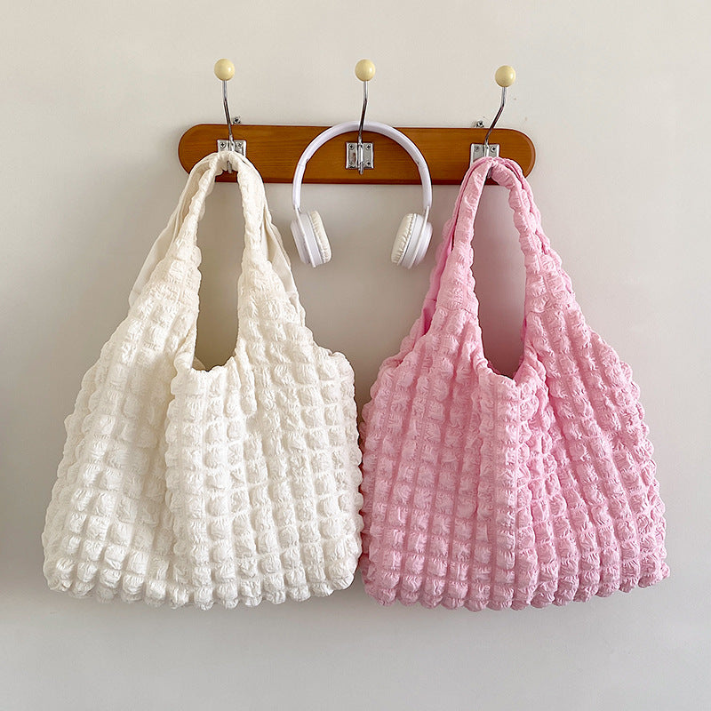Pleated Bubble Bag Girl One-shoulder Hand Carrying