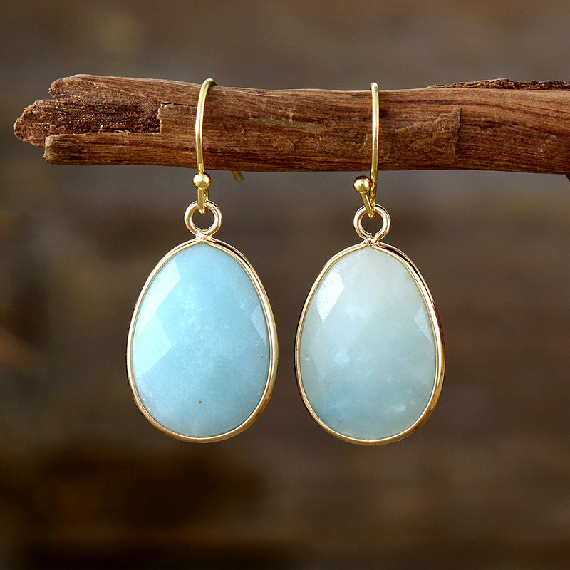 New High End Natural Stone Pendant Earrings