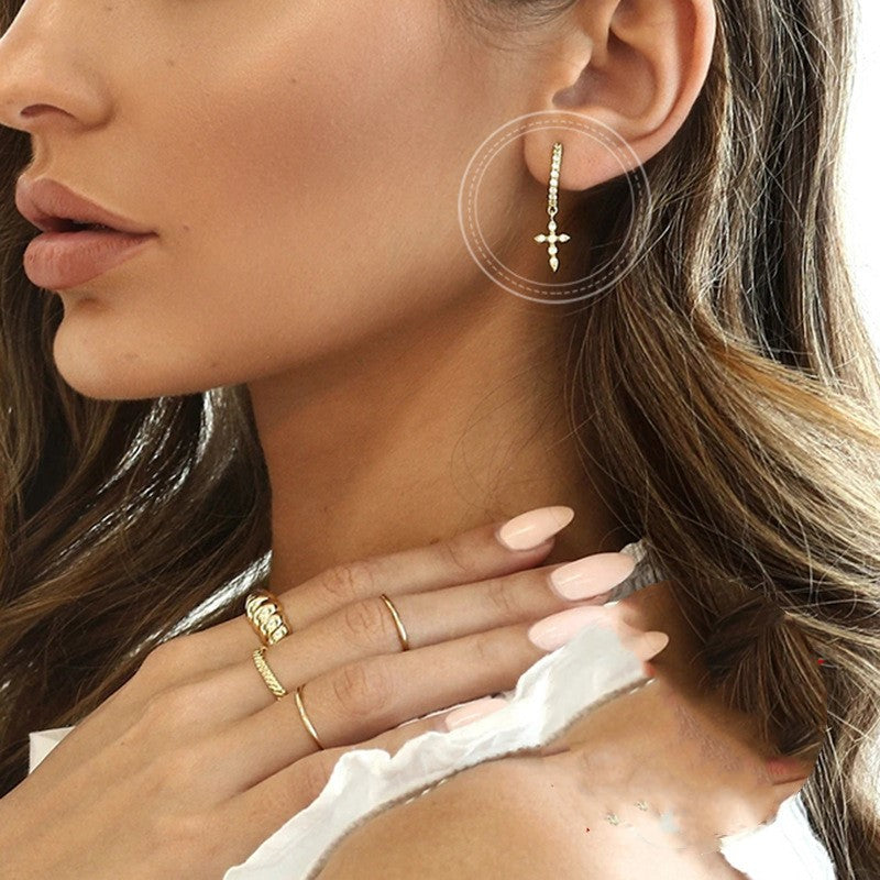 Geometric cross earrings