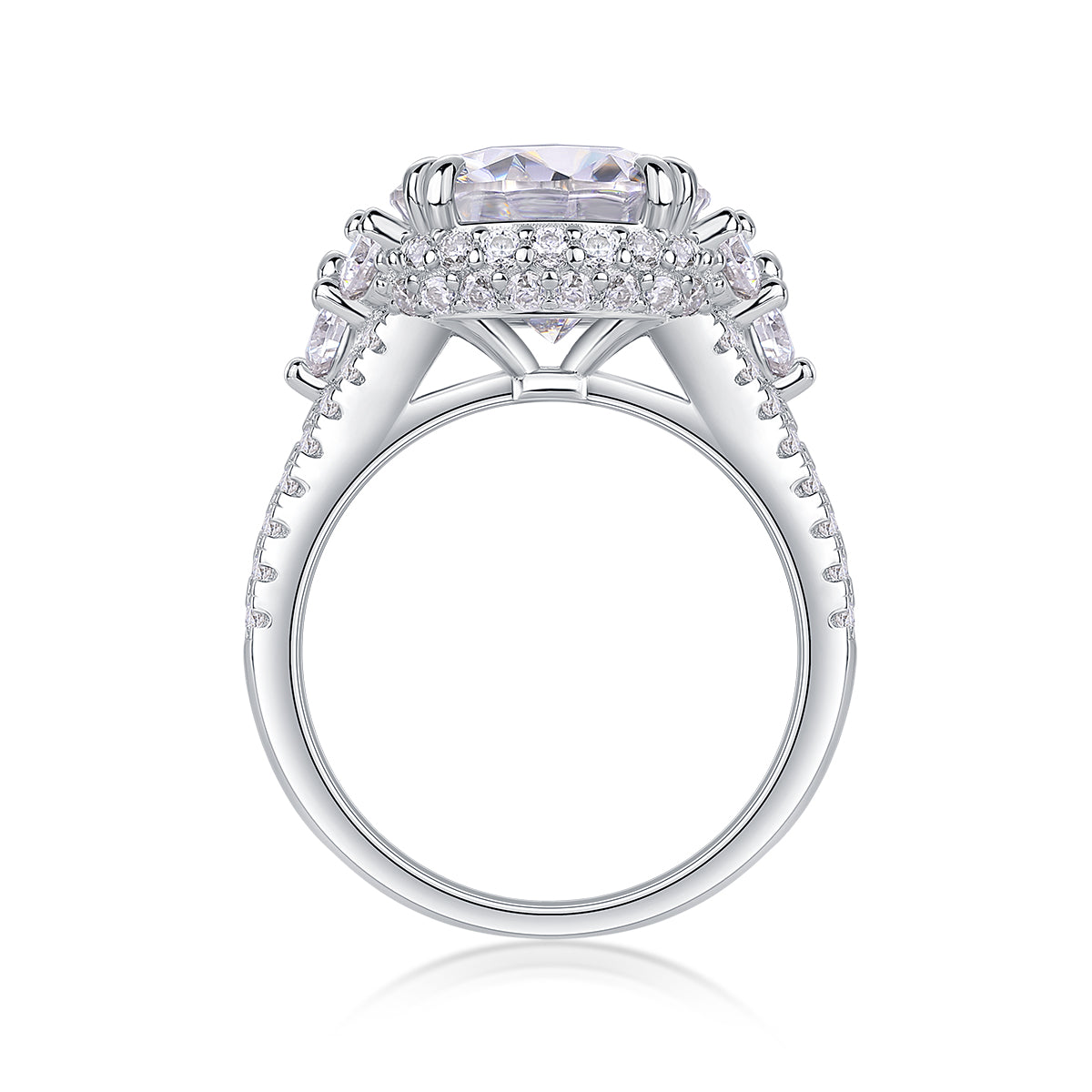 Dance Youth - A 5-carat S925 Silver Diamond Wedding Ring Set With Top-quality Moissanite And Platinum Plating. The Ring Can Be Inspected With A Diamond Pen