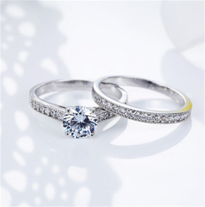 Copper Set Zircon Proposal Engagement Couple Ring
