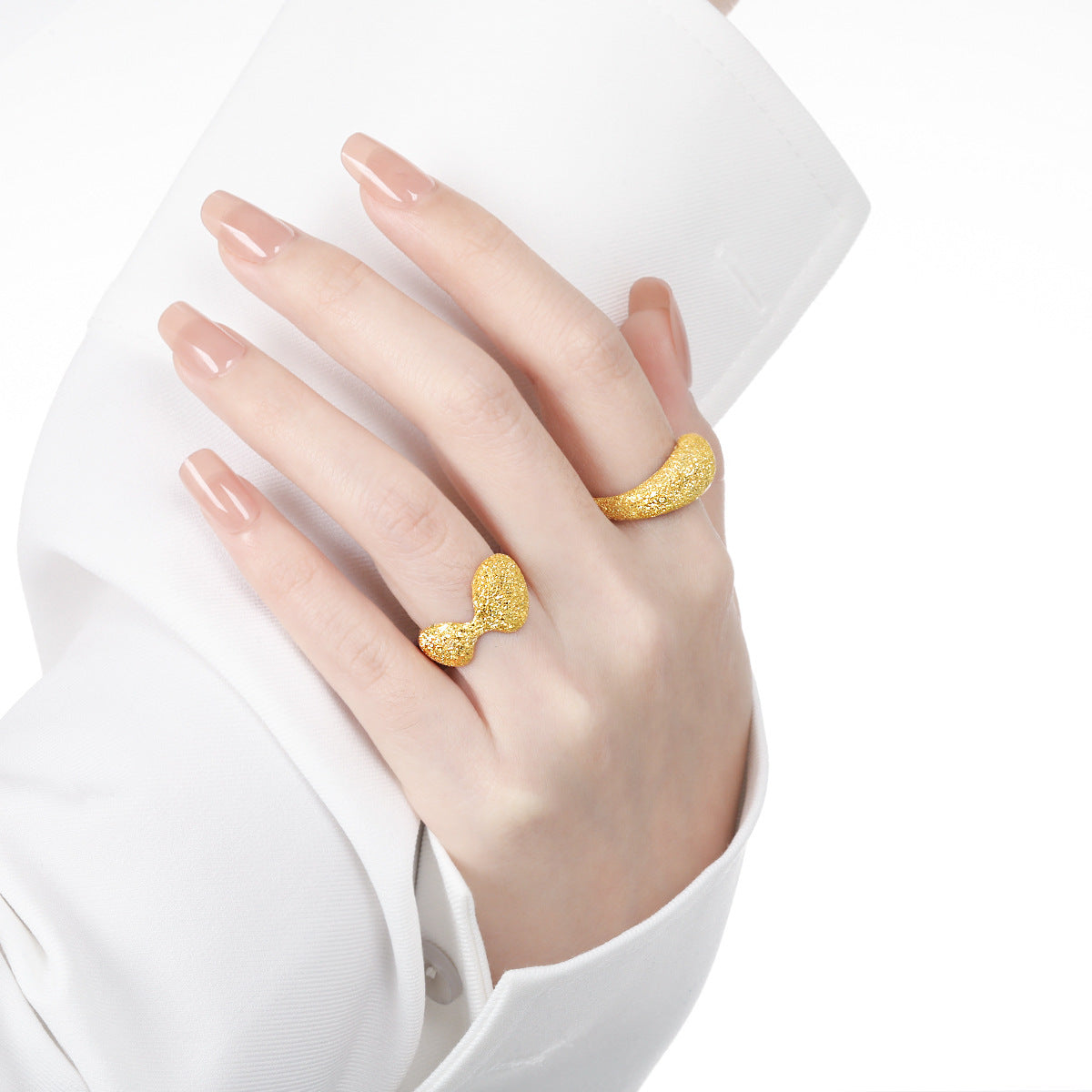 Geometric Round Frosted Ring Female Irregular Cold Wind Open Ring