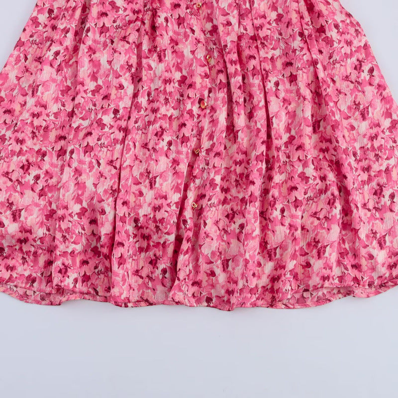 Fashionable Loose Floral Print Short Dress For Women