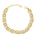 Titanium Steel Rhinestones Metal Texture Bracelet