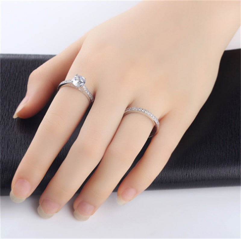 Copper Set Zircon Proposal Engagement Couple Ring
