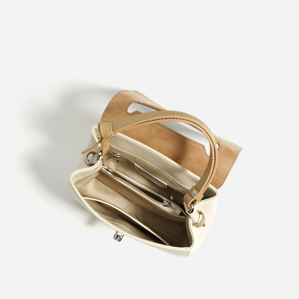Contrast Color Cowhide Handbag Crossbody Shoulder Bag