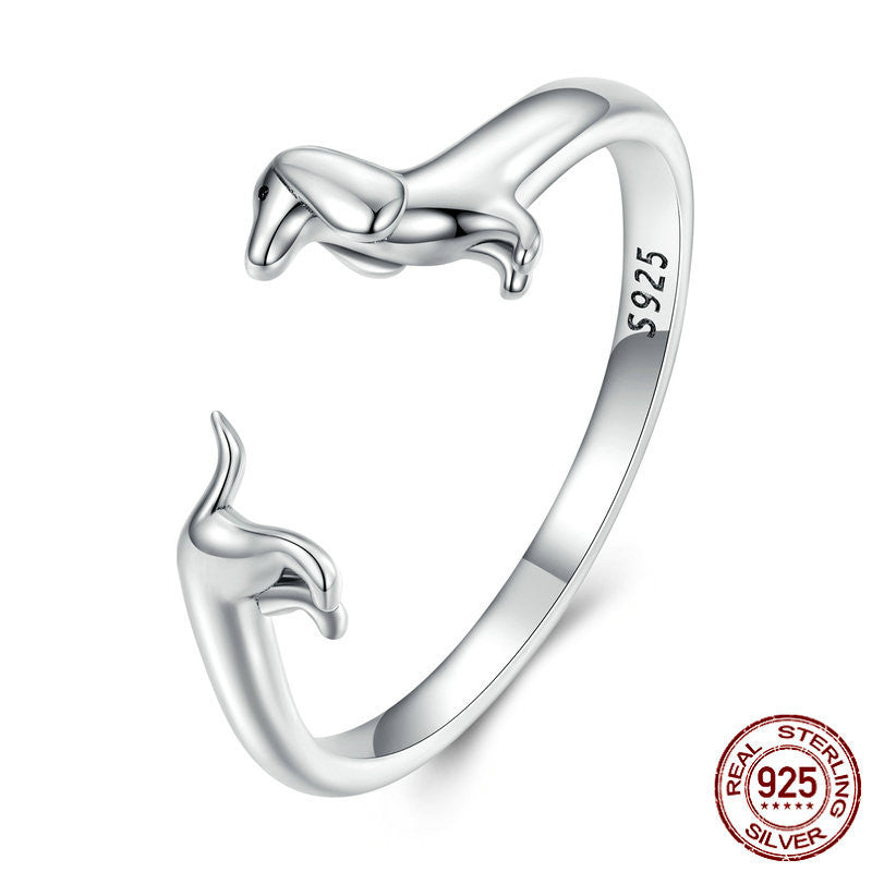Sterling Silver S925 Sausage Dog Ring