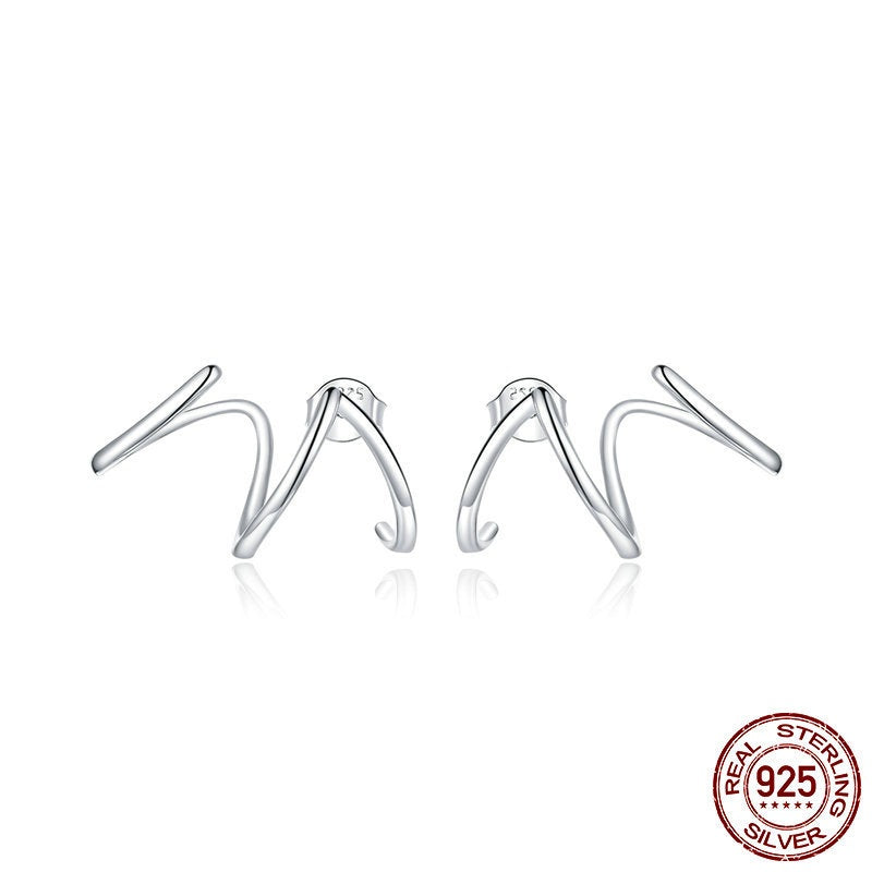 S925 Silver Simple Line Geometric Earrings