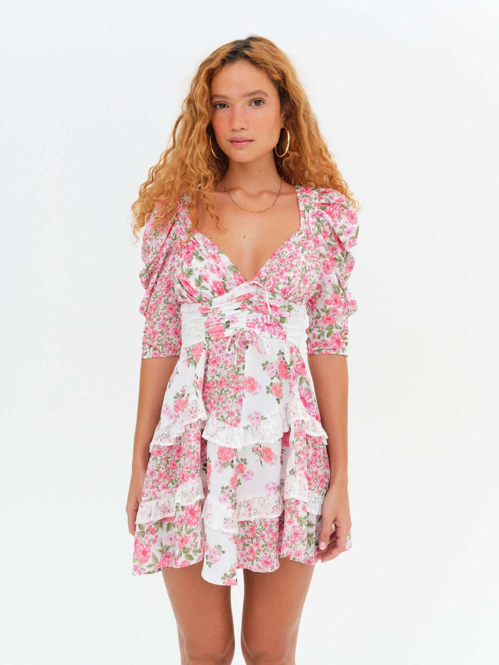 Floral Lace Patchwork Dress Women
