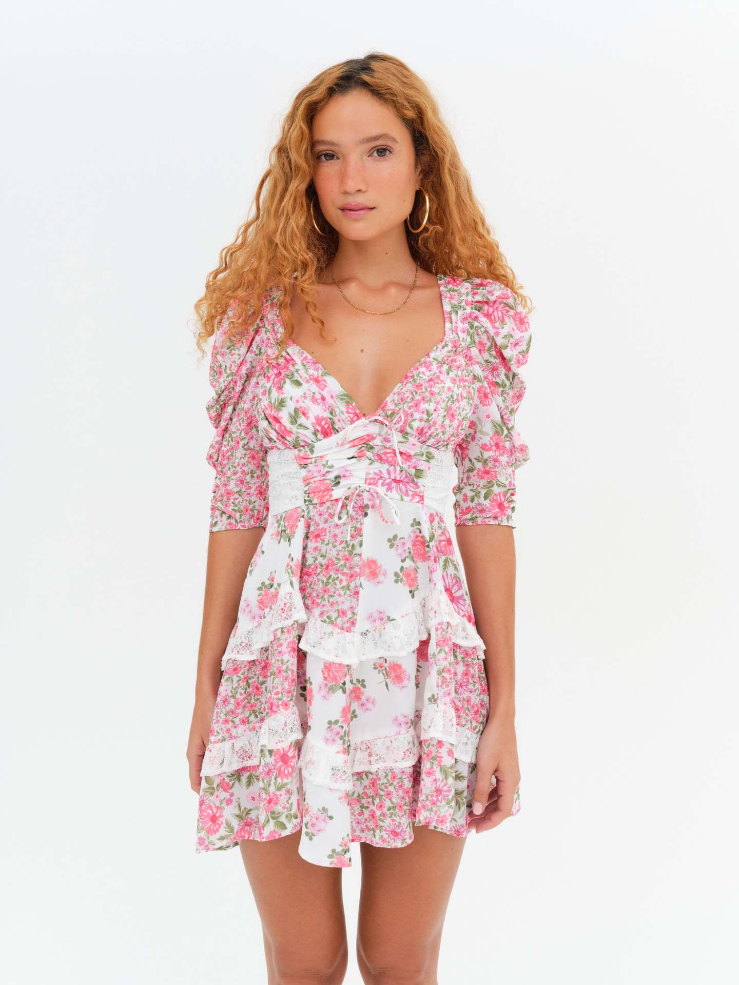 Floral Lace Patchwork Dress Women