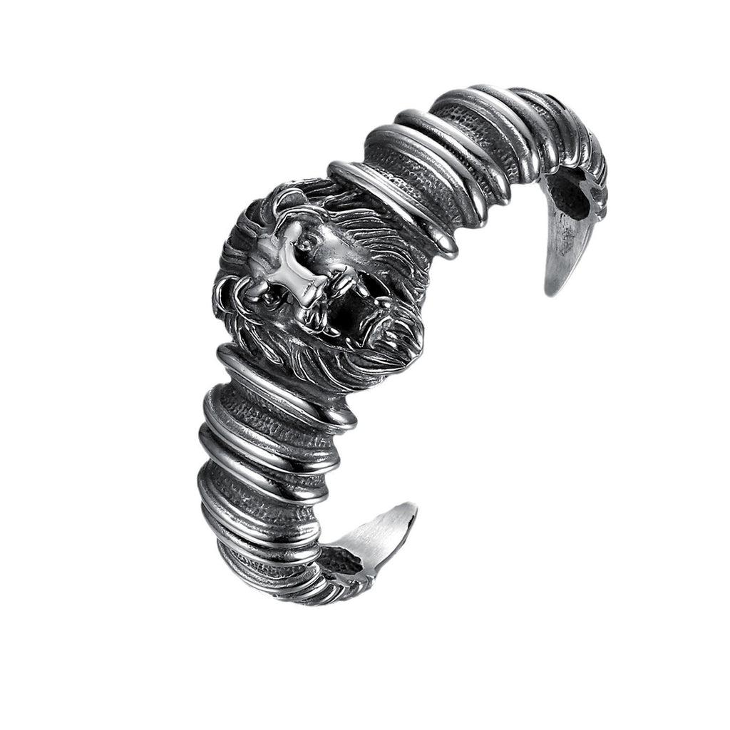 Personalized Stainless Steel Men's Lion Head Punk-Style Biker Bracelet
