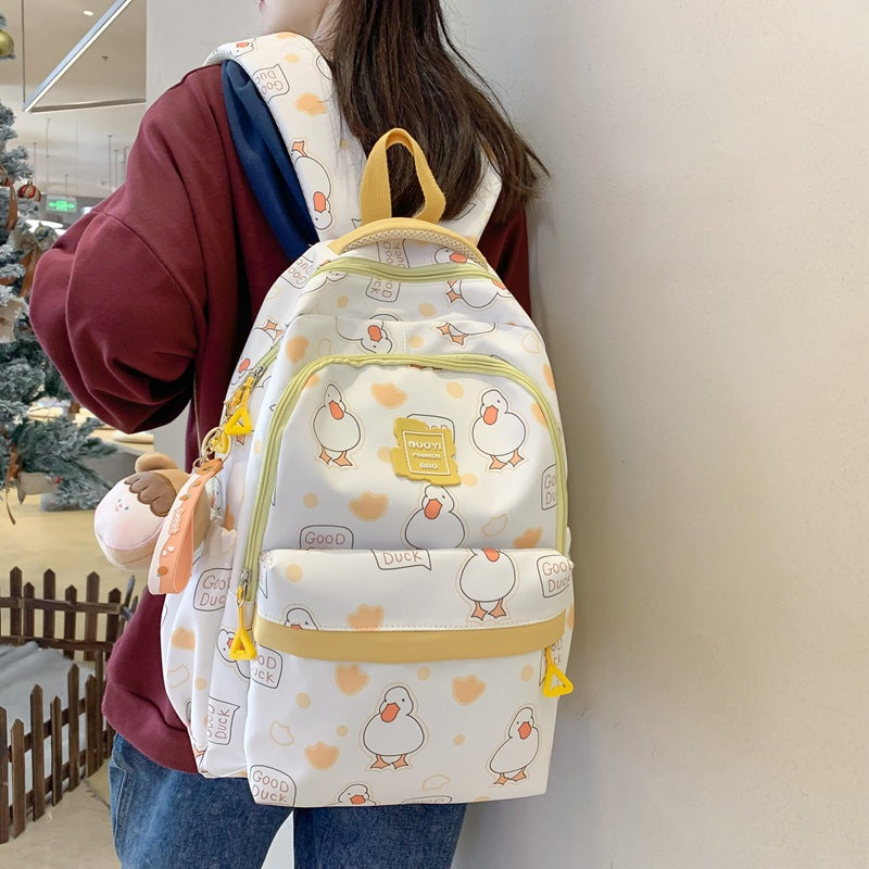 Cute Schoolbag Girl Cartoon Girl Hit Color