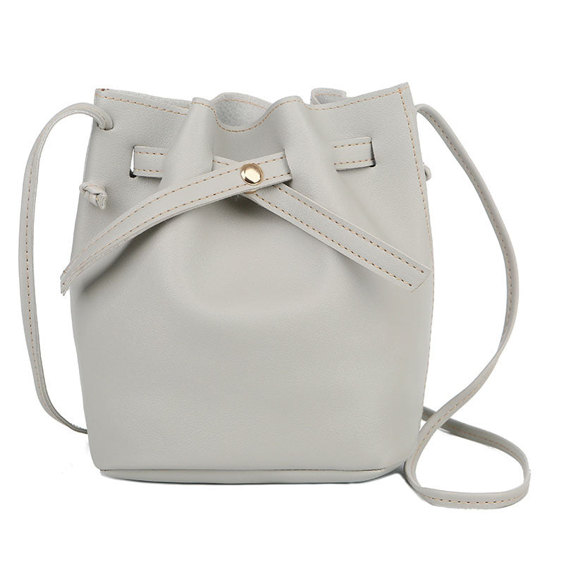 Korean Style Solid Color Bucket Bag Spring Ladies Shoulder Bag