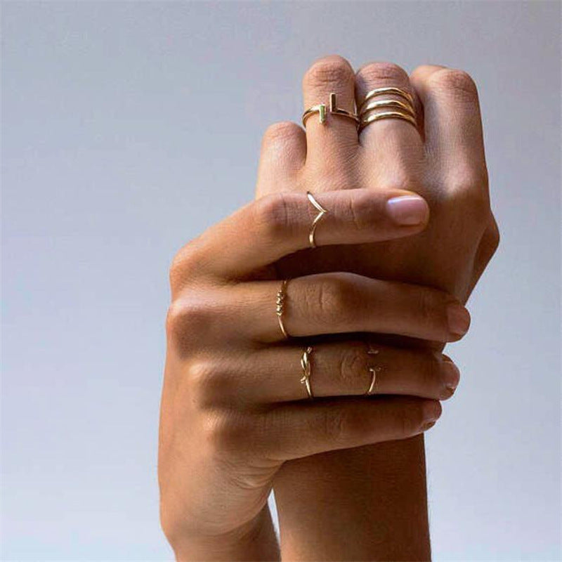 Pure Silver V-shaped Thin Ring Creative Style