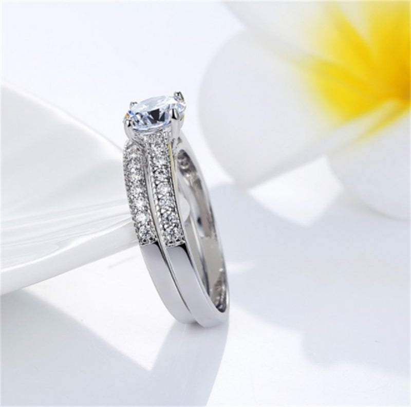 Copper Set Zircon Proposal Engagement Couple Ring