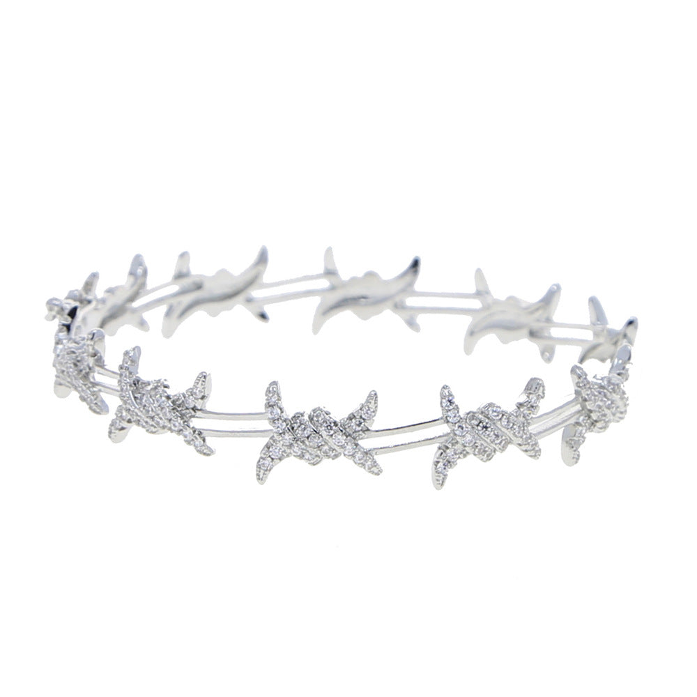 Punk Street Rap Thorns Zircon Bracelet