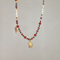 Retro Anqila Red Dunhuang-style Colorful Red Agate Layered Beaded Necklace
