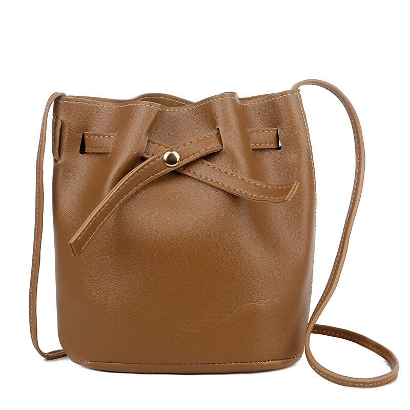 Korean Style Solid Color Bucket Bag Spring Ladies Shoulder Bag