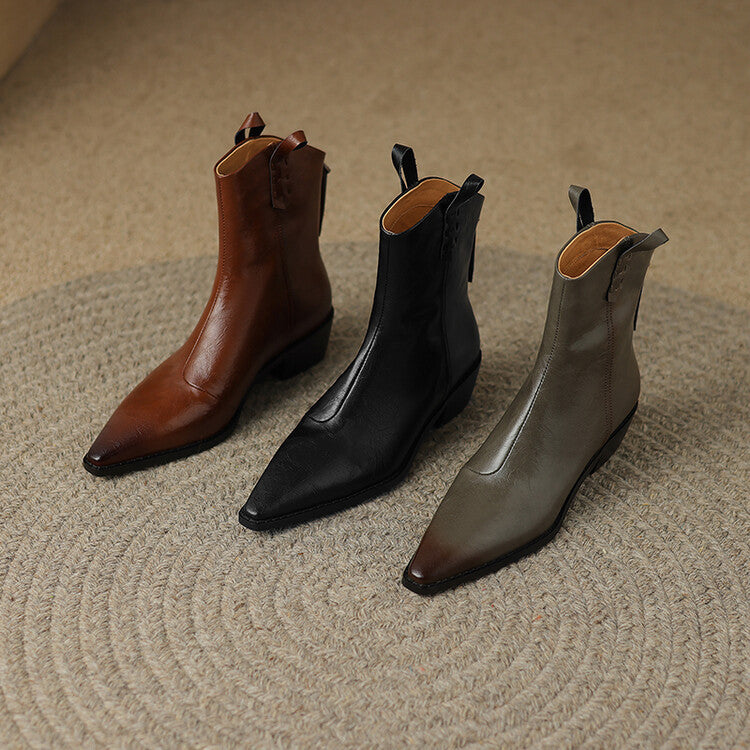 Autumn And Winter New Short Boots Women Pointed Toe Handsome British Style Martin Boots Solid Color