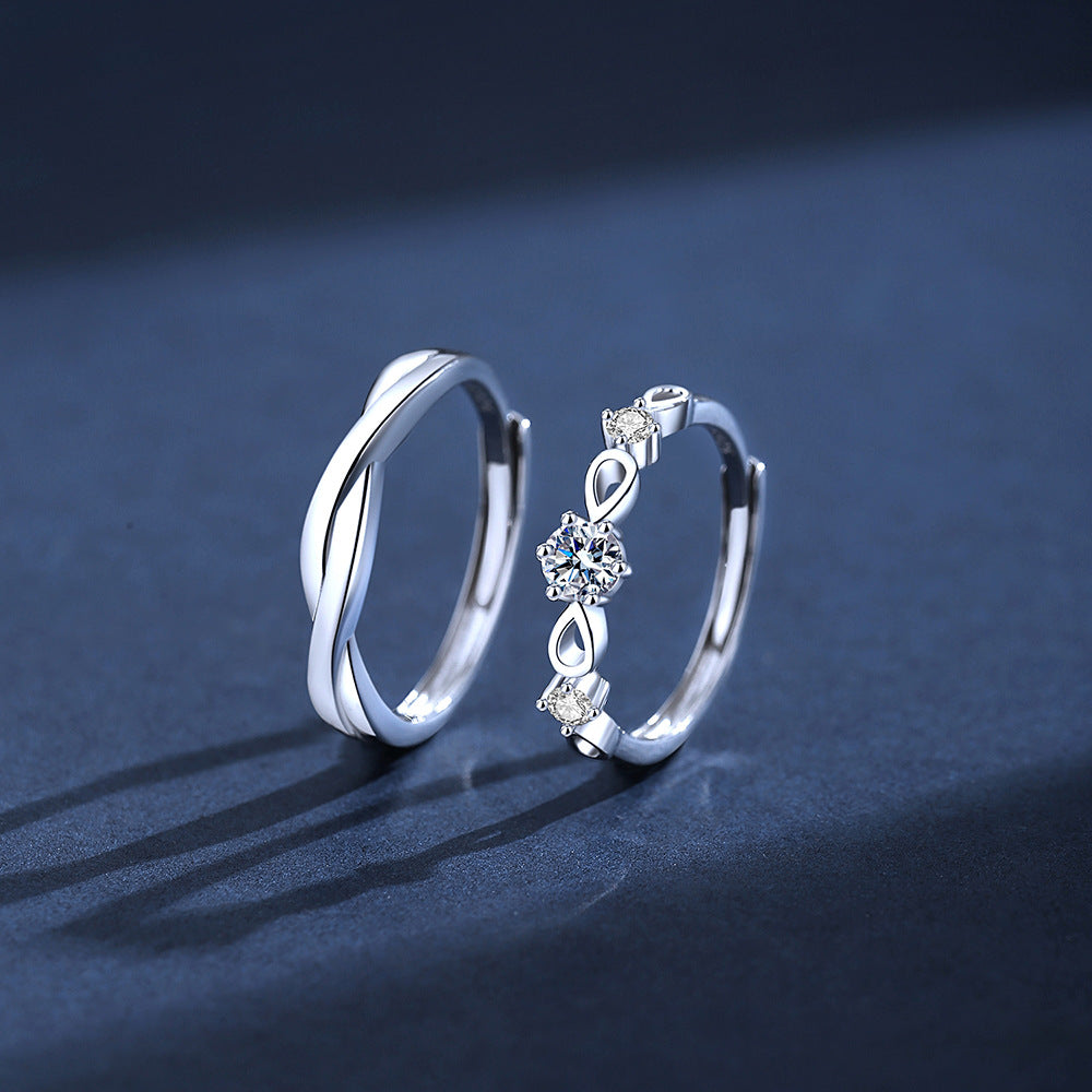 S925 Sterling Silver Green Silk Ring Couple Ring