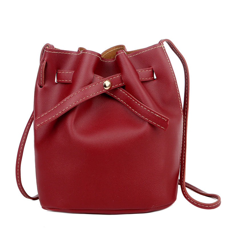 Korean Style Solid Color Bucket Bag Spring Ladies Shoulder Bag