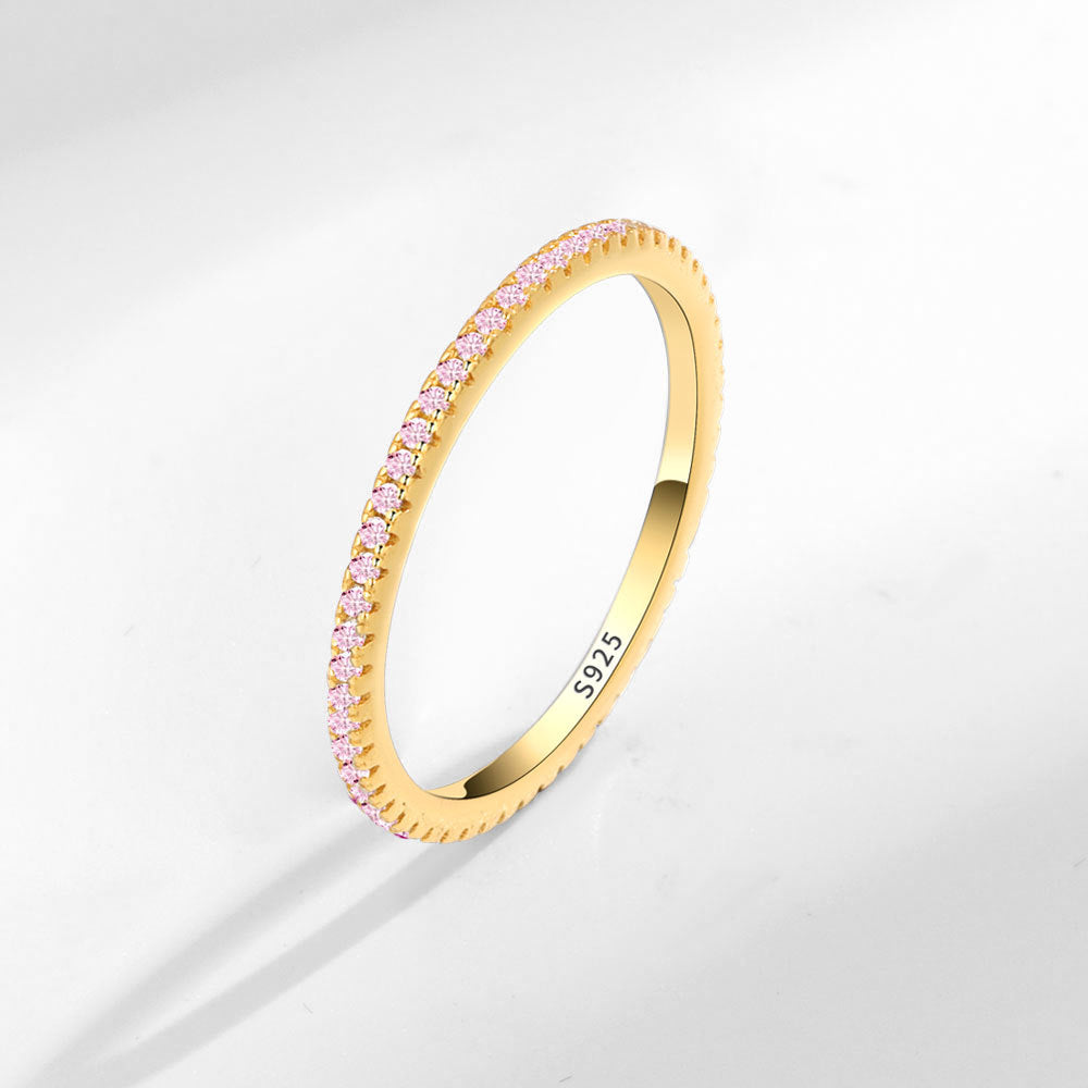 S925 Silver Fashion Full Diamond Little Finger Ring Single Row Ring