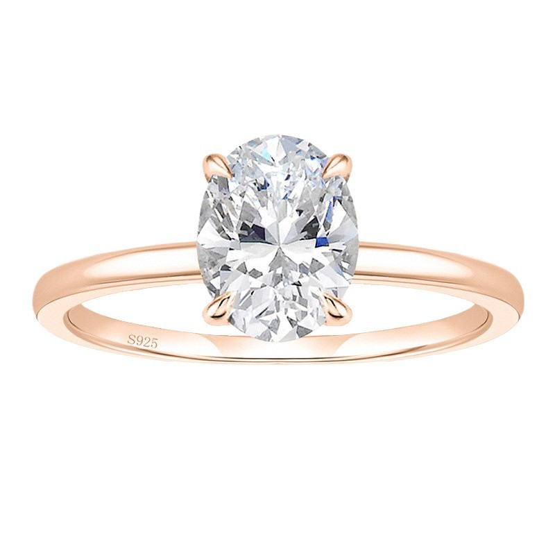 Cross-border European And American Entry Lux Zircon Sterling Silver Inlaid Simple Bracelet Women's Ring