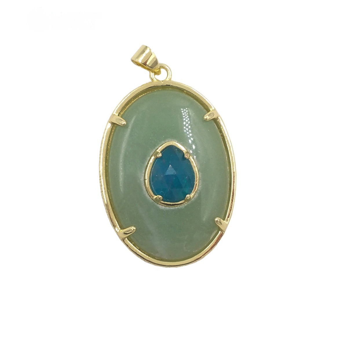 18k Gold-Plated Oval Rose Quartz Chalcedony Pendant