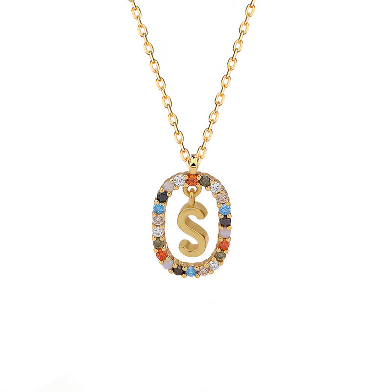 Sterling Silver Letter Necklace Female Niche Design Sense