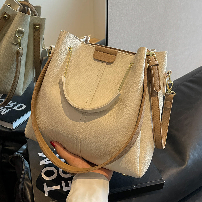Women's Large-capacity Crossbody Autumn All-matching Korean-style Textured Portable Bucket Bag