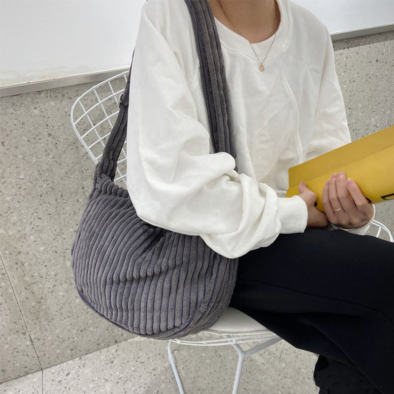 Large Capacity Corduroy Simple Shoulder Crossbody Bag