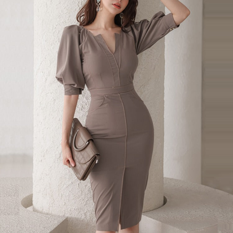 Short-sleeve Bag Hip Split Fashion Professional Dress Women