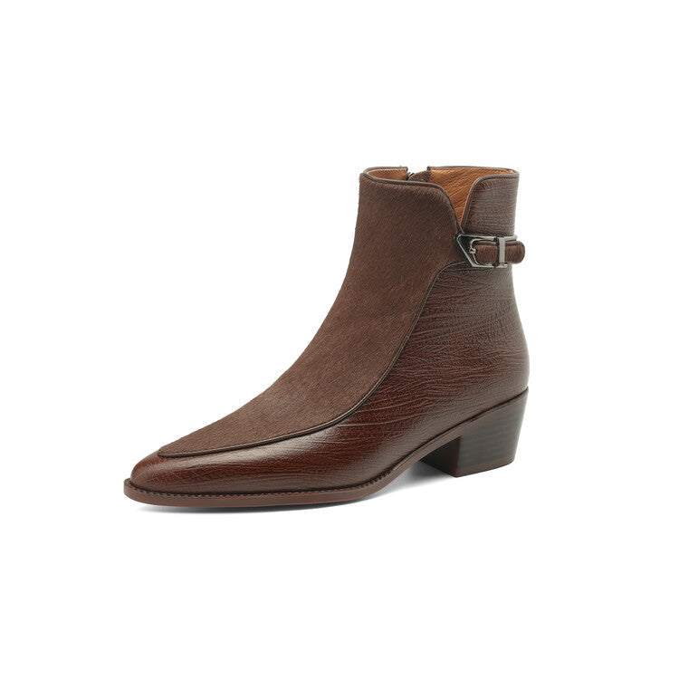 French High-end Suede Short Boots For Women, Autumn And Winter, Lined With Fleece, Genuine Leather