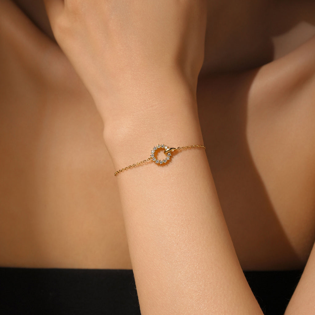 Interlocking Bracelet In 925 Sterling Silver With Micro-set Zirconia