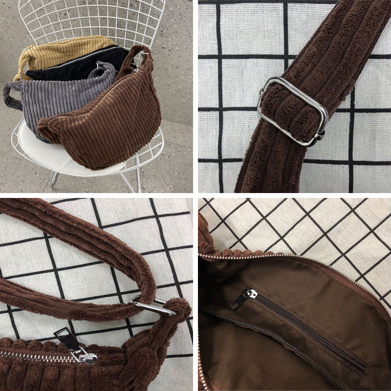 Large Capacity Corduroy Simple Shoulder Crossbody Bag