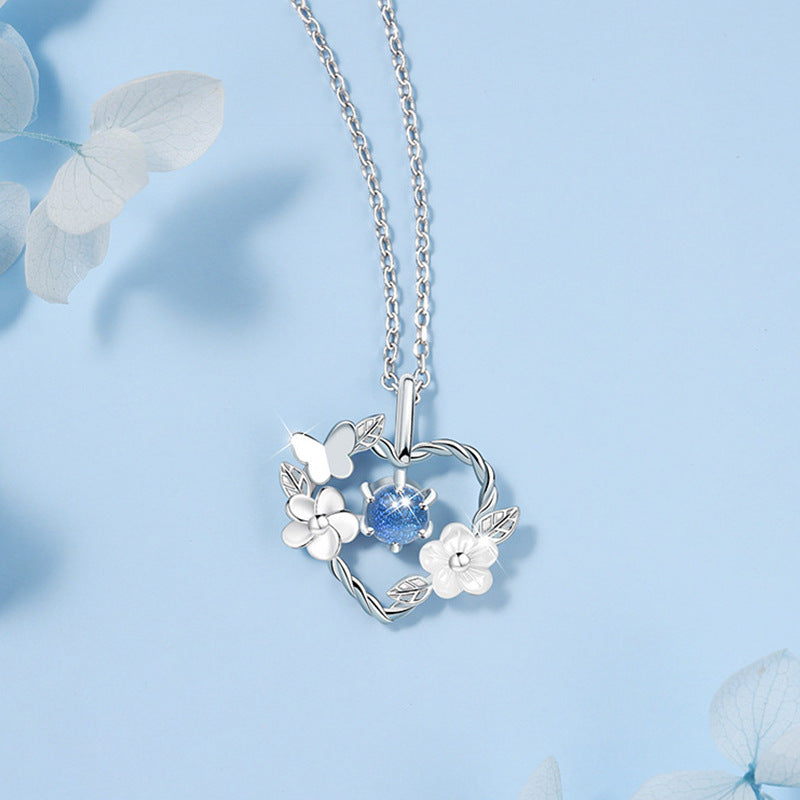 Sterling Silver Starry Glass Necklace Women's Niche Design Sense