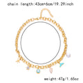 Women's Fashion Starfish Pearl Shell Fishtail Multi-pendant Necklace Bracelet