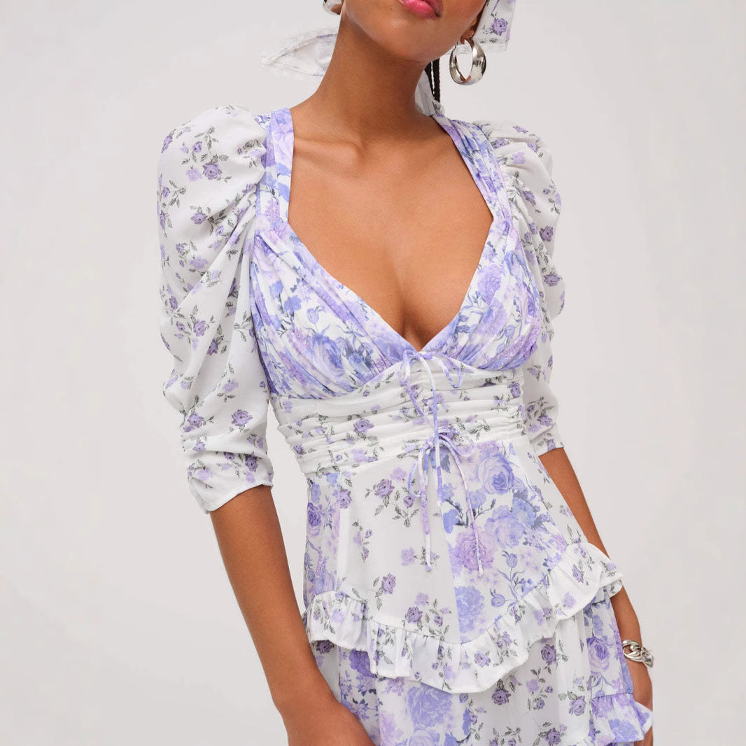 Floral Lace Patchwork Dress Women