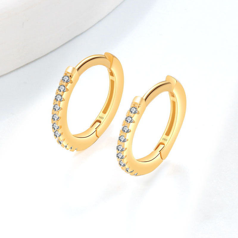 Zircon-inlaid Circular Statement Fashion S925 Silver Stud Earrings