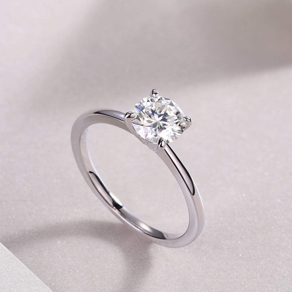 Oath - Set With 1-2 Carat Top-quality Moissanite S925 Silver And Platinum-plated Diamond Wedding Ring. The Ring Can Be Tested With A Diamond Pen. Gold Rose Gold