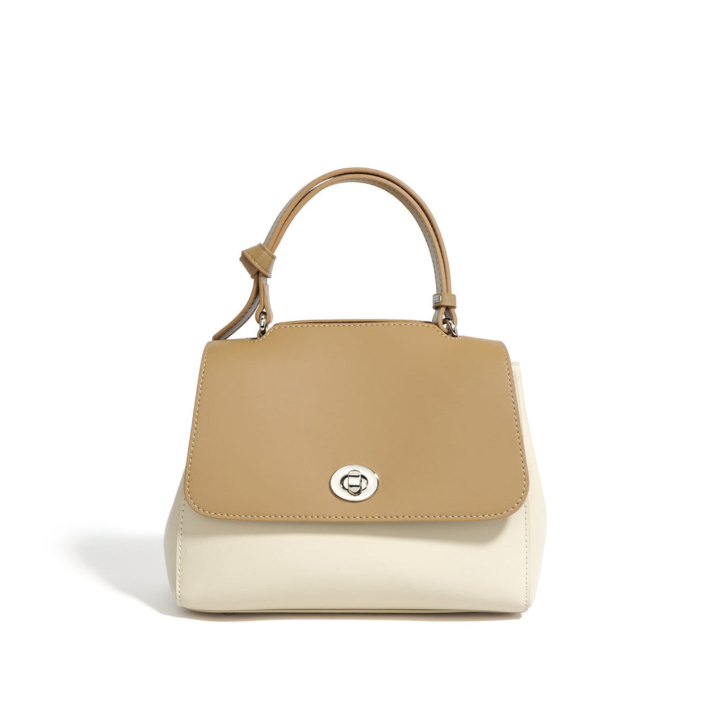 Contrast Color Cowhide Handbag Crossbody Shoulder Bag